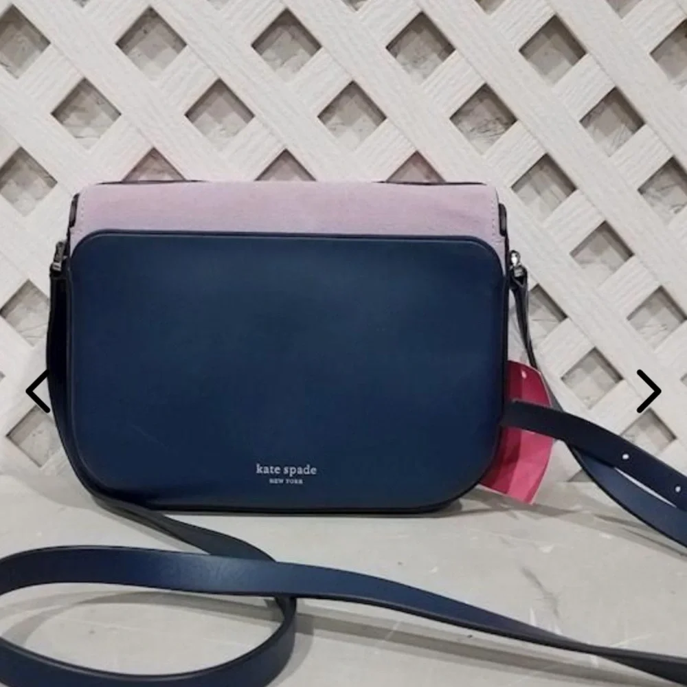 Kate♠️ Spade Blue & Lavender Nadine Patchwork Medium Flap Shoulder Bag W/COA NWT